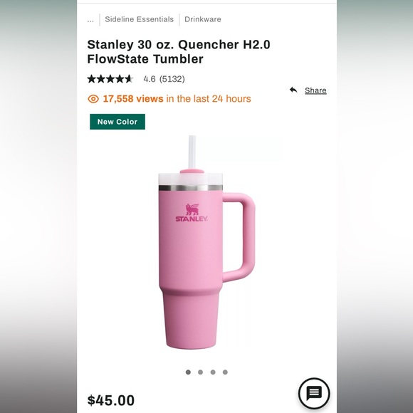 Stanley 30 oz. Quencher H2.0 FlowState Tumbler Peony - Picture 8 of 8